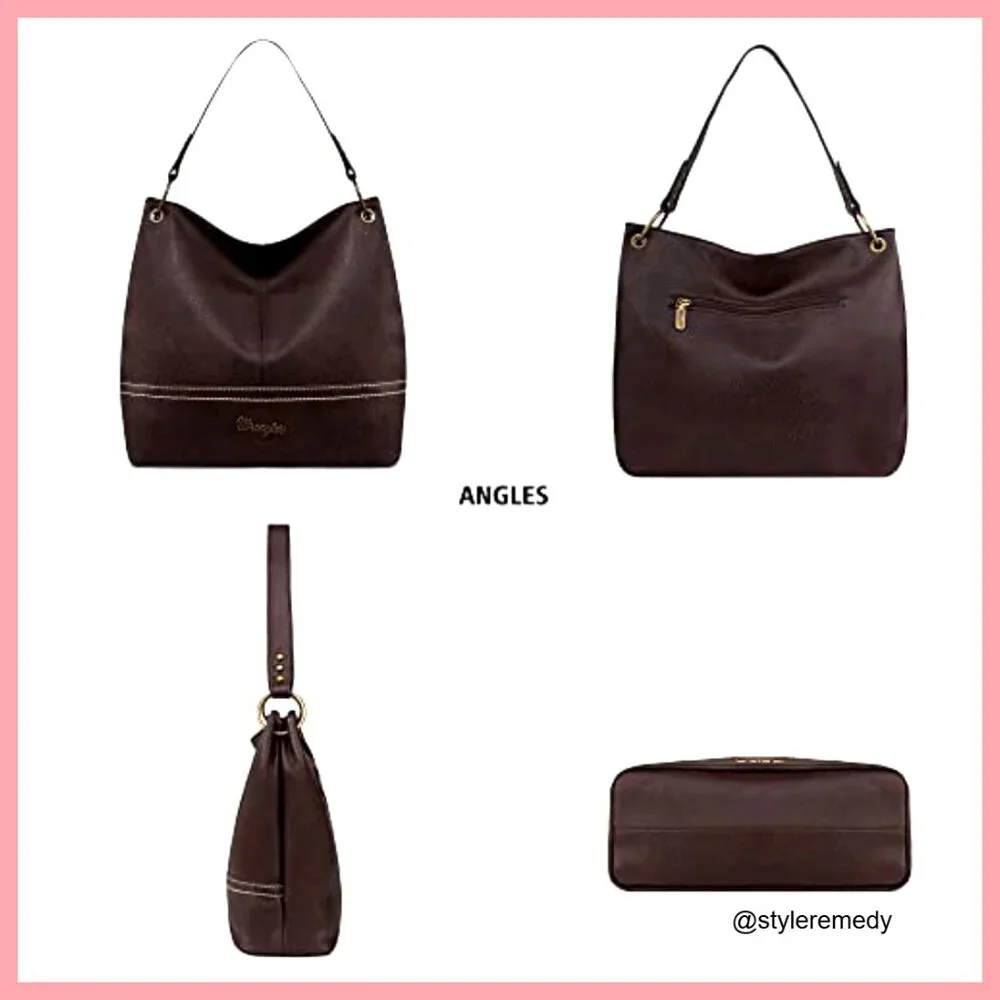 Vegan Leather Hobo Bag with Top Handle and Shoulder Strap